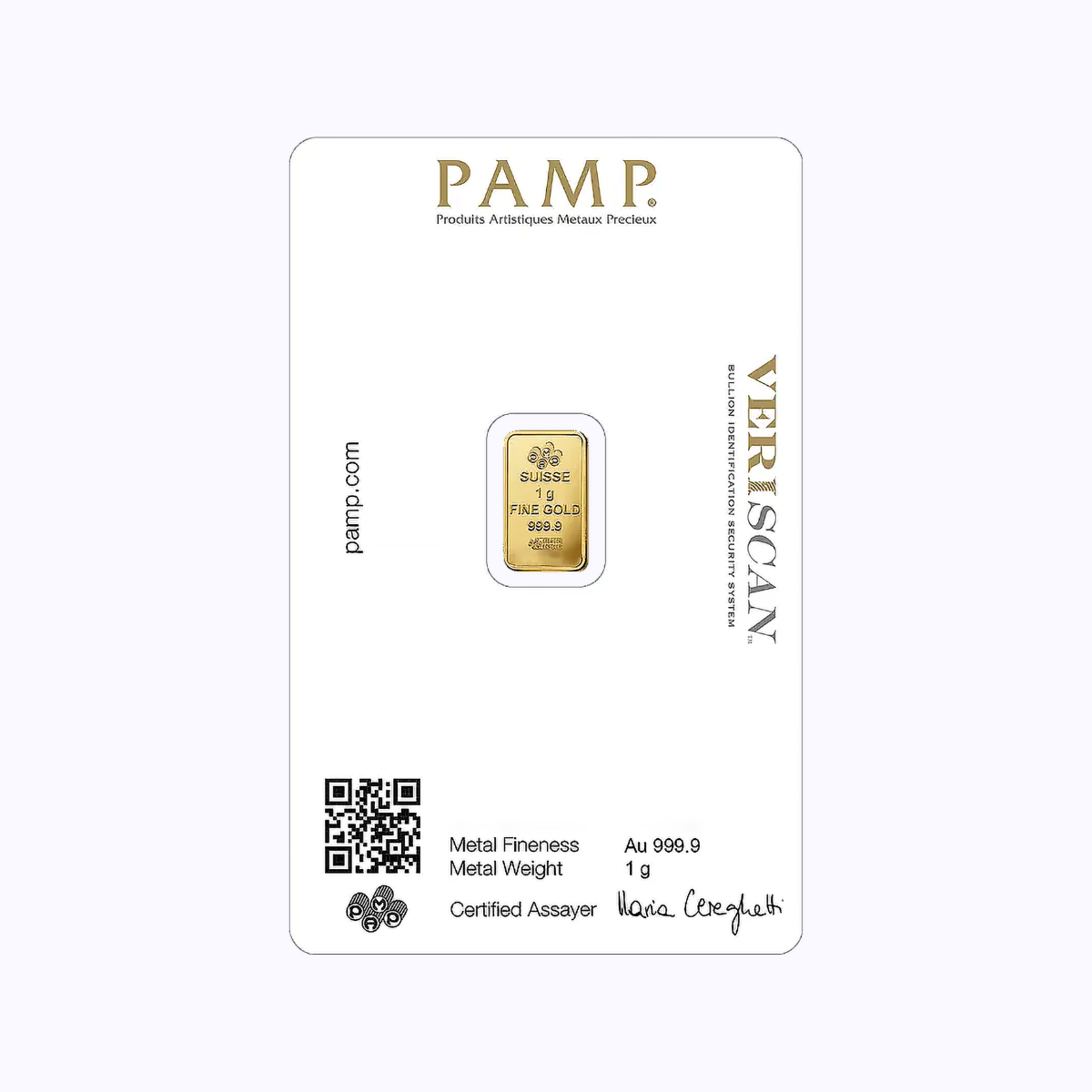 PAMP - 1 Gram Investment Gold Bar (999.9) view 2