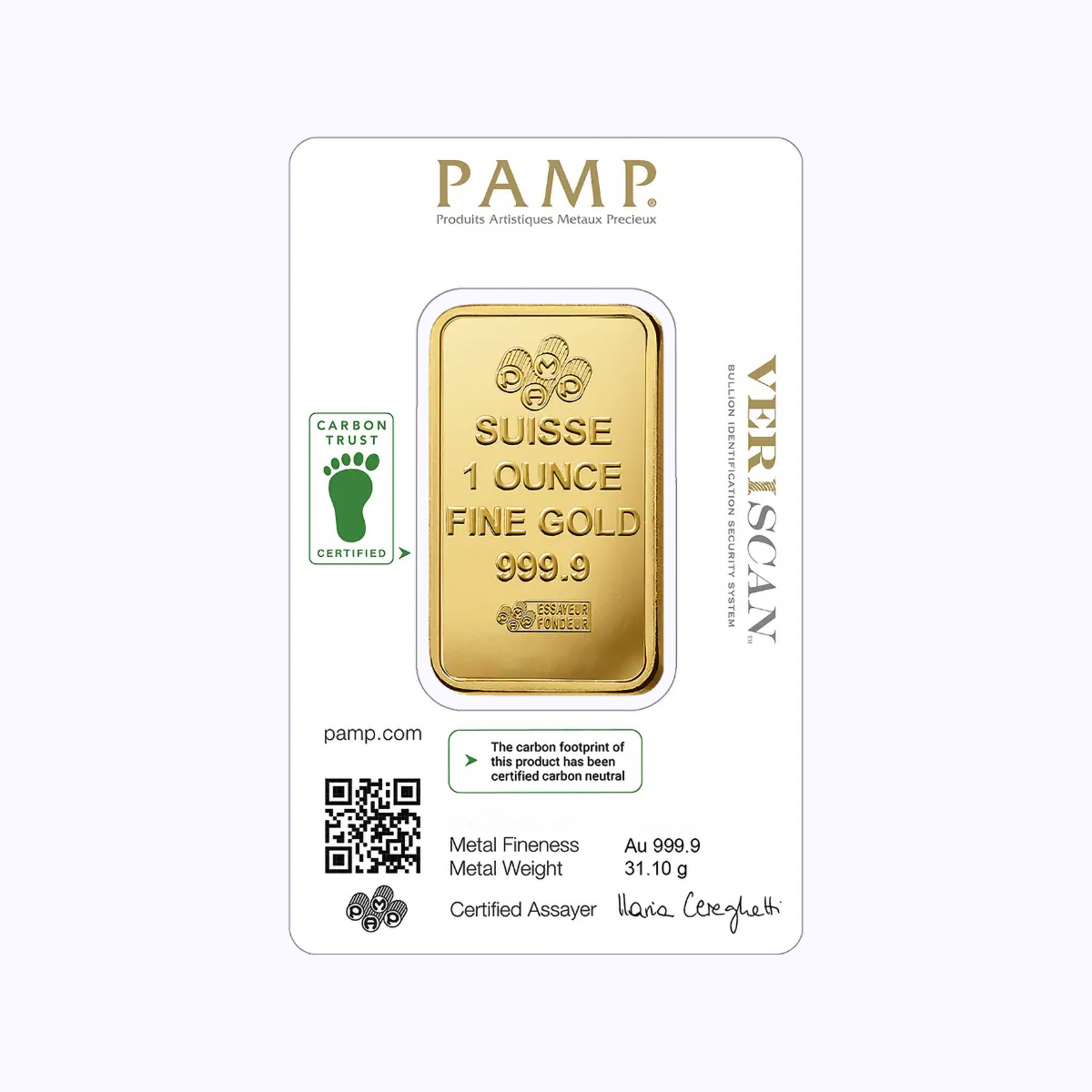 PAMP - 1 Ounce Investment Gold Bar (999.9) view 2