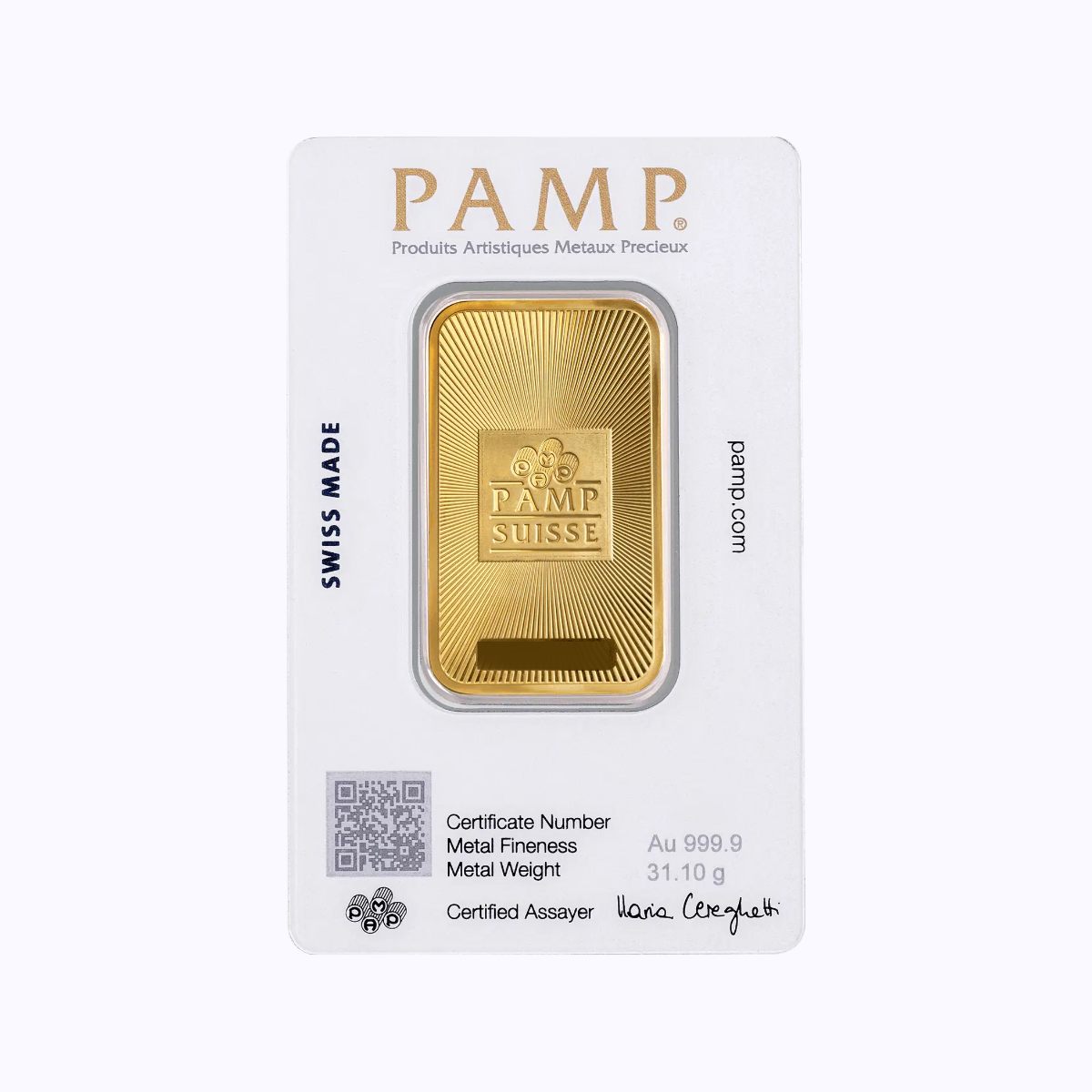 PAMP - 1 Ounce ( New ) Gold Investment bar (999.9) view 2