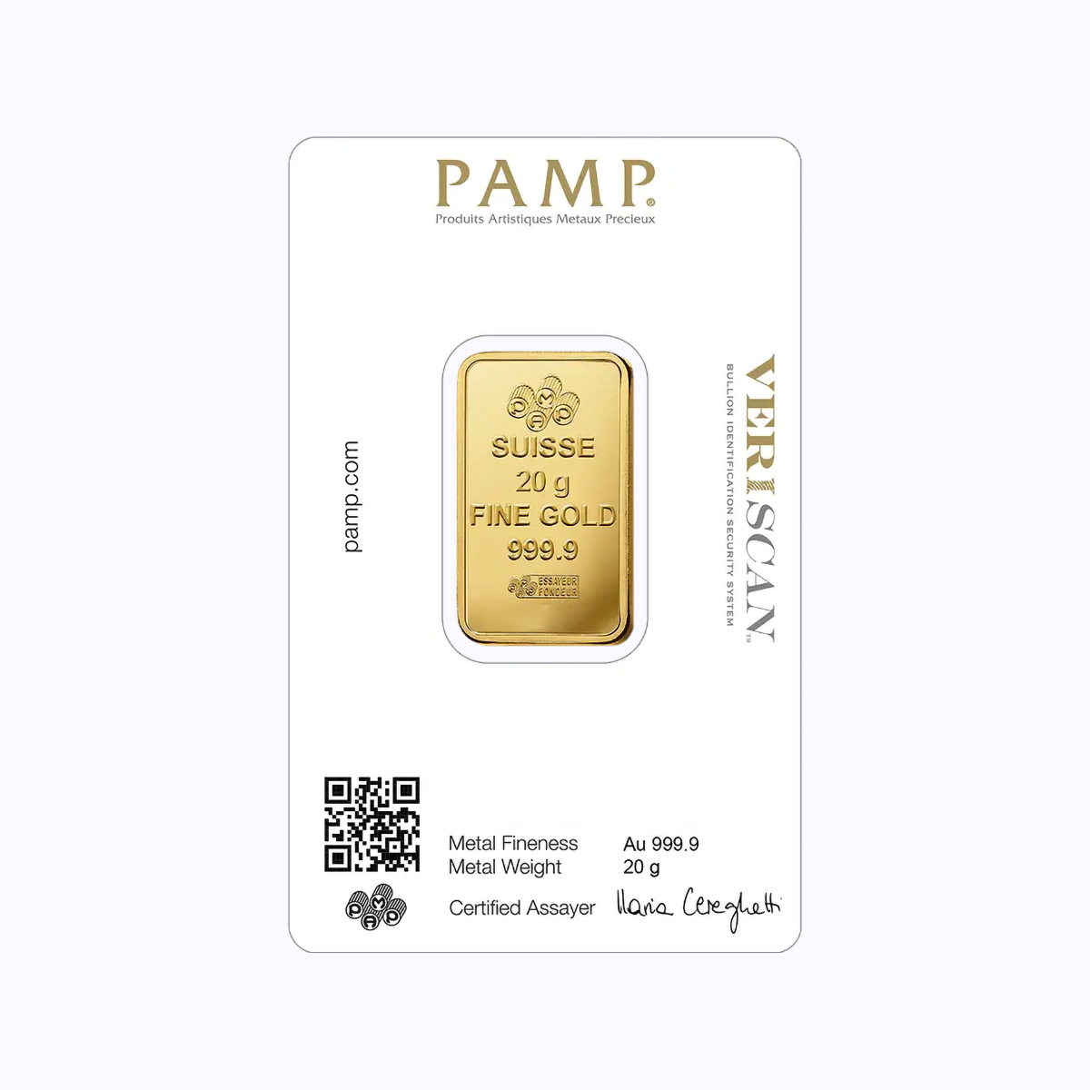 PAMP - 20 Grams Investment Gold Bar (999.9) view 2